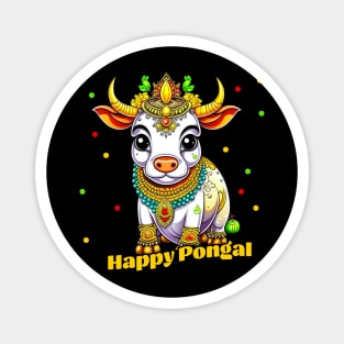 Kawaii Pongal Decorated Cow Magnet